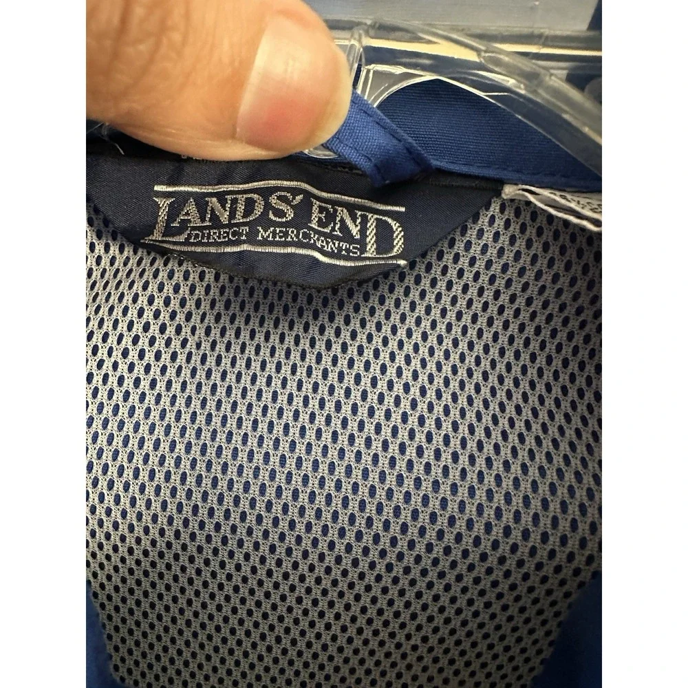 Lands End Men Size Medium Blue Jacket Dual Pocket Vintage